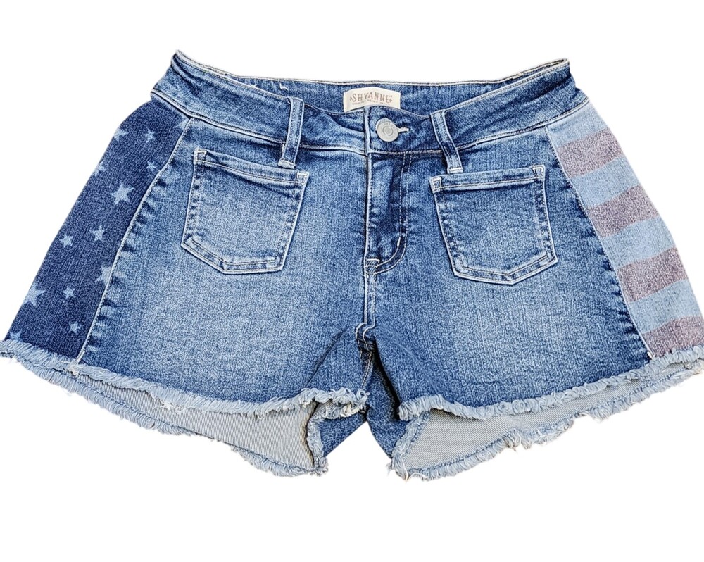 Shyanne Denim Shorts Womens Size 29 Patriotic Western Cowgirl Country USA